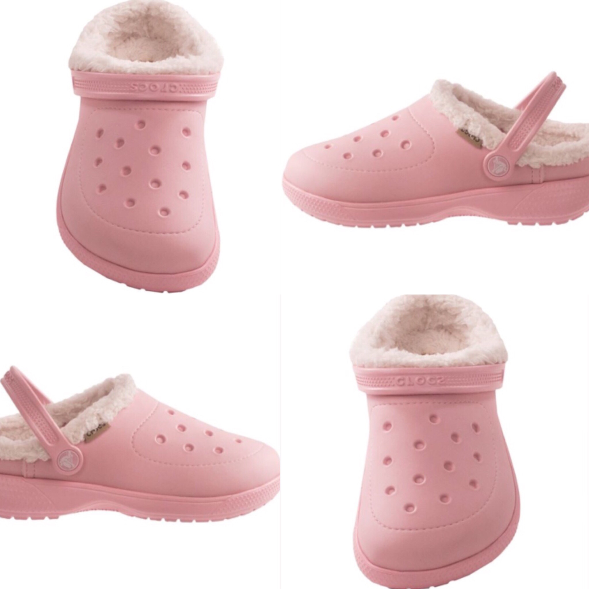 furry pink crocs